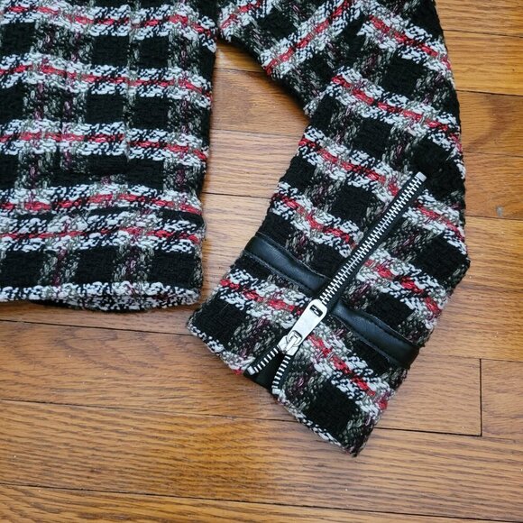 ZARA | Knit Faux Leather Textured Stripe Jacket | Sz. M - Picture 4 of 9